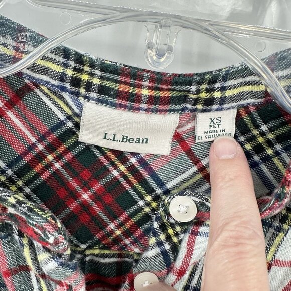 LL BEAN flannel nightgown 100% cotton plaid holiday winter pockets petite XSP - Picture 6 of 7